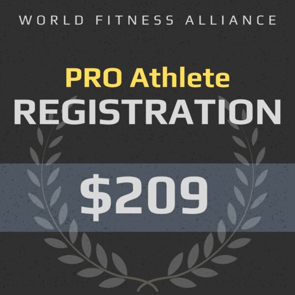 The words "PRO Athlete Registration - $209" superimposed over a purple textured background